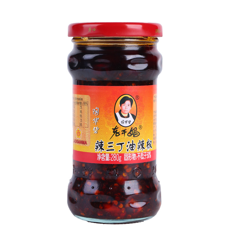 Original 1 Pack Laoganma Old Godmother Spicy Three-butter Oil Chili Pepper 280g Tao Huabi Guizhou Specialty Condiment Flavor Chili Sauce (Free Shipping Worldwide) 老干妈辣三丁油辣椒酱 210g 1 瓶装(全球免邮)