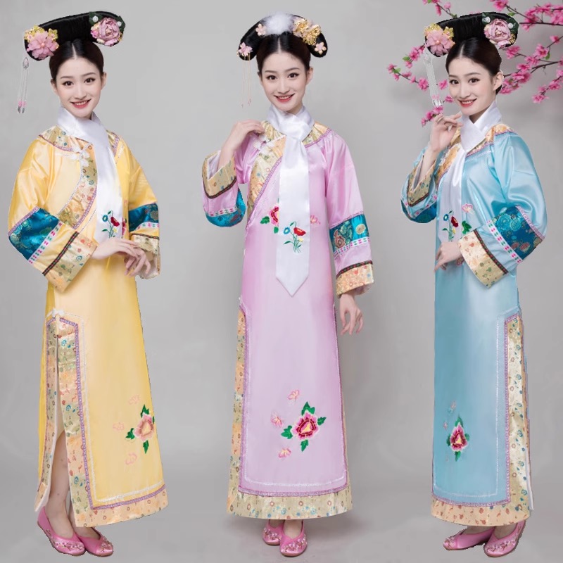 Qing Dynasty Ancient Costume Princess Palace Maid Queen Qipao Zhen Huan Zhuan Costume Cheongsam Palace Clothing (Free Shipping Worldwide)