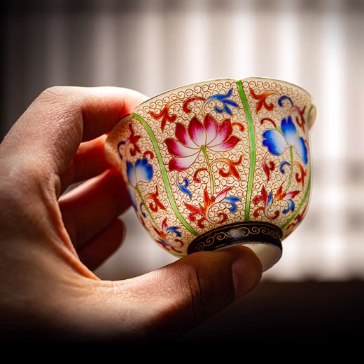 China Jingdezhen Zhongjiayao Brand Ceramic Cloisonné Enamel Flower Carving Bahua Braised Flower Peep-flower Porcelain Singe Kung Fu Tea Cup (Free Shipping Worldwide)