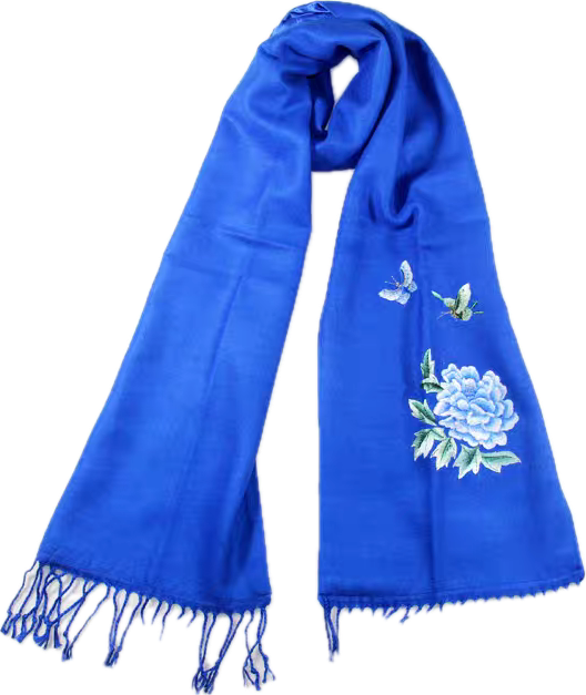 Luxury Canton Embroidery Cashmere Silk Scarf – Double-Layer Embroidered Shawl for Women (178×30cm) Elegant Chinese Style Gift | Free Worldwide Shipping